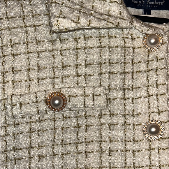 Classic Preppy Cream & Gold Tweed Jacket - Size XL - Picture 9 of 9